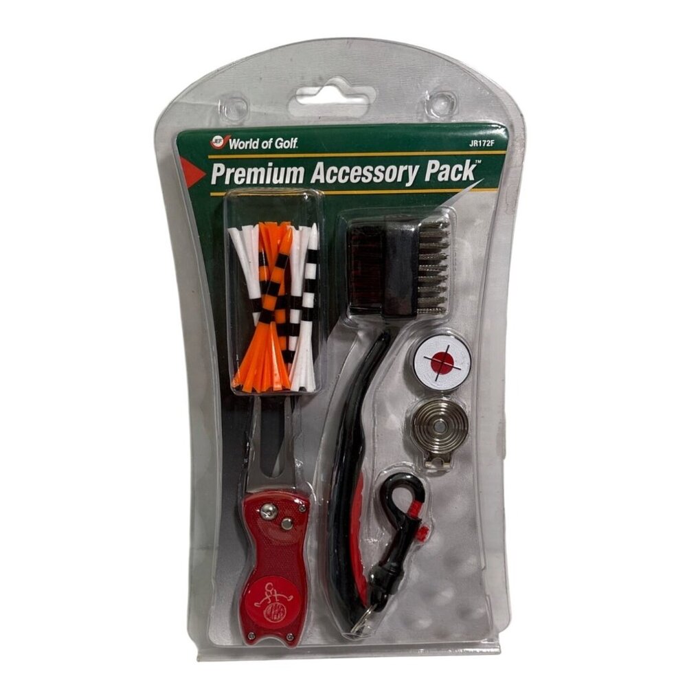 World Of Golf Premium Accessory Pack Divot Club Brush Marker Polymer Golf Tees